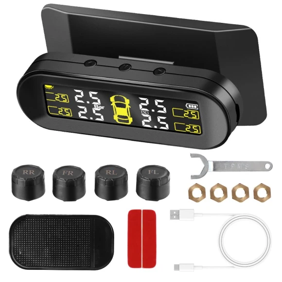 Tire Pressure Monitoring System with Solar Panel and Rotating Display — TPMS, KITCHEN-MALL