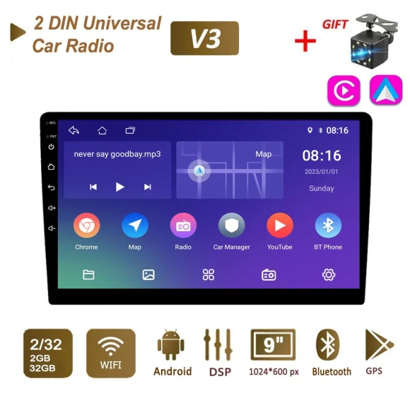Universal 2 Din 10 Android Car Radio Player — Car Infotainment System, icreative