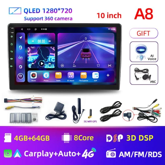 Universal 2 Din Android 12 Car Multimedia Video Stereo System with CarPlay and GPS — Car Infotainment System, ZoomSpark