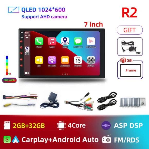 Universal 2 Din Android 12 Car Multimedia Video Stereo System with CarPlay and GPS — Car Infotainment System, ZoomSpark