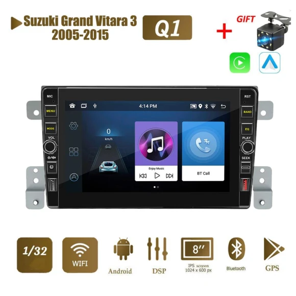 8-Inch 2 Din Android Car Stereo Multimedia Video Player with Carplay Button WiFi — Car Infotainment System, icreative