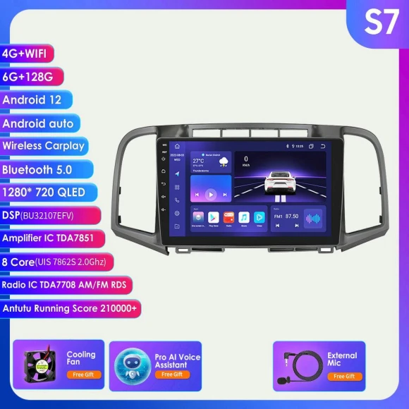 Car Multimedia System with Android, 4G-LTE, 8-Core Processor, 6GB RAM, 128GB Storage, AI, CarPlay, GPS, Navigation, and... — Car Infotainment System, Hizpo