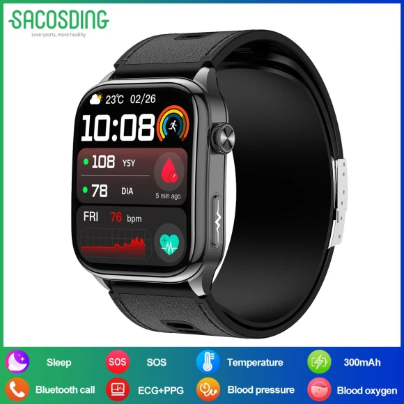 Health Monitoring Smartwatch with ECG and Blood Pressure — Blood Pressure Monitor, SACOSDING