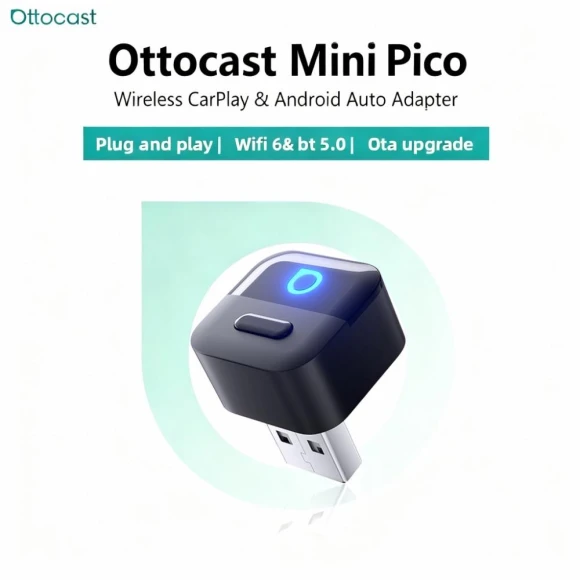 Mini Pico 3.0 Cube 2-in-1 Wired to Wireless Adapter — Car Infotainment System, Ottocast