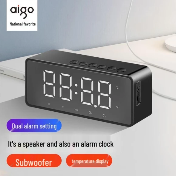 Smart Clock Bluetooth Speaker — Desk Lamp, Aigo