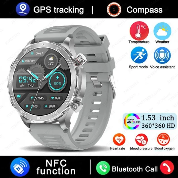 Smart Watch with AMOLED HD Display, GPS, NFC, and IP68 Water Resistance — Smart Watch, Creative Adorn