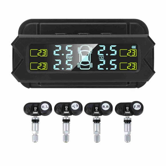 Tire Pressure Monitoring System with LCD Screen and Solar Power — TPMS, Leaf Ladle