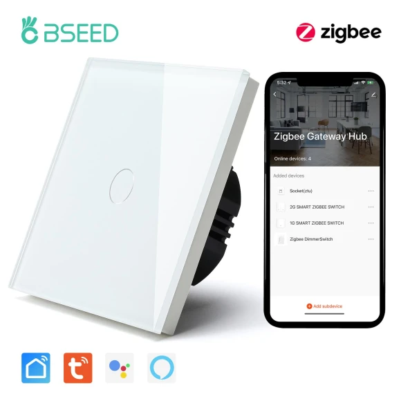 Zigbee Smart Switch with Glass Panel — Smart Switch, Simplistic Living Home