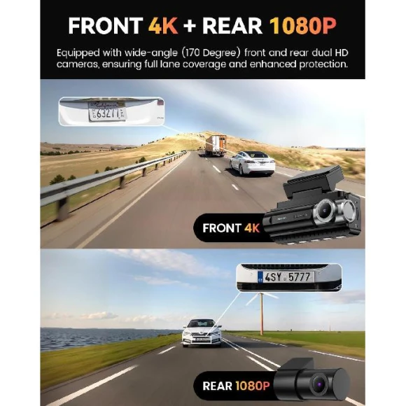 Front and Rear Dash Cam with 4K Resolution — Dash Cam, 2zSF