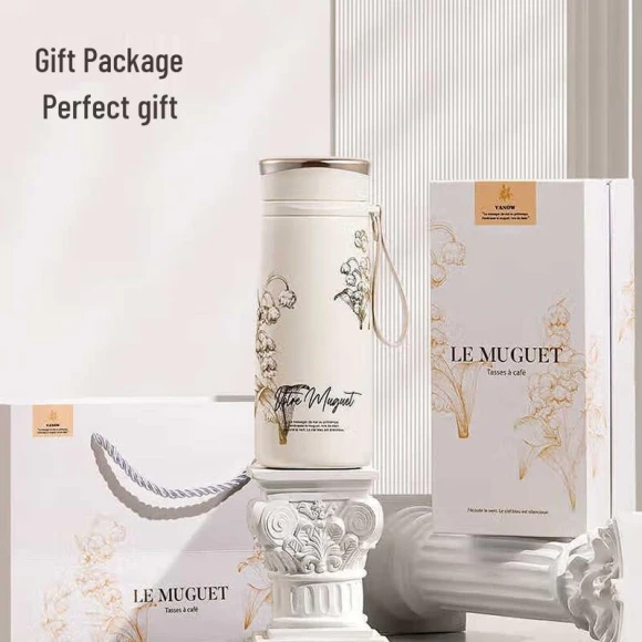 Lily of the Valley Smart Temperature Display Insulated Mug — Smart Water Bottle, Vanow