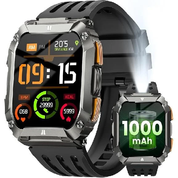 Military Smart Watch with 100 Days Battery and LED Flashlight — Smart Watch, 2zSF