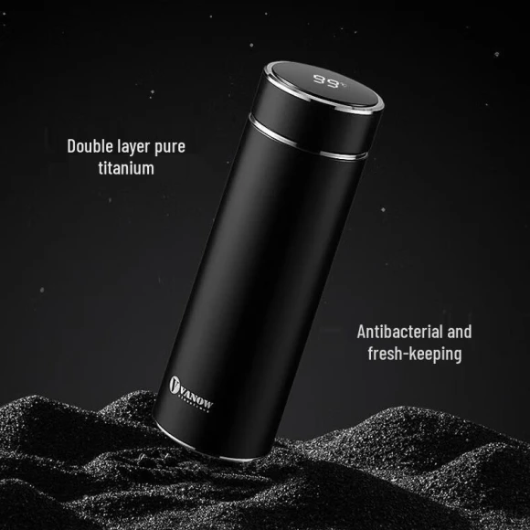 Pure Titanium Insulated Tea Bottle — Smart Water Bottle, Vanow