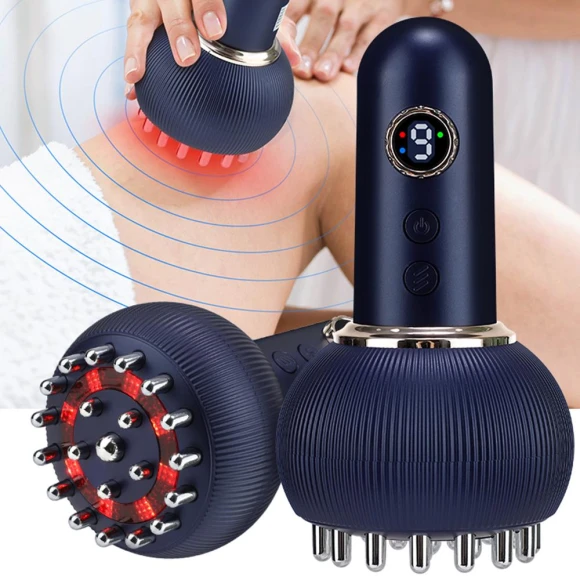 Electric Gua Sha Massager with EMS Microcurrent, Hot Compress, and Vibration — Massage Gun, Binchi