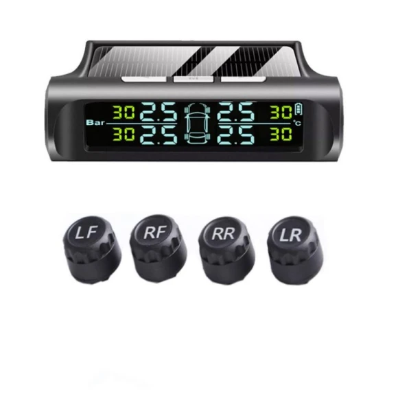 Solar Powered Car Tire Pressure Sensor with Digital Display — TPMS, Auto Accessories Home