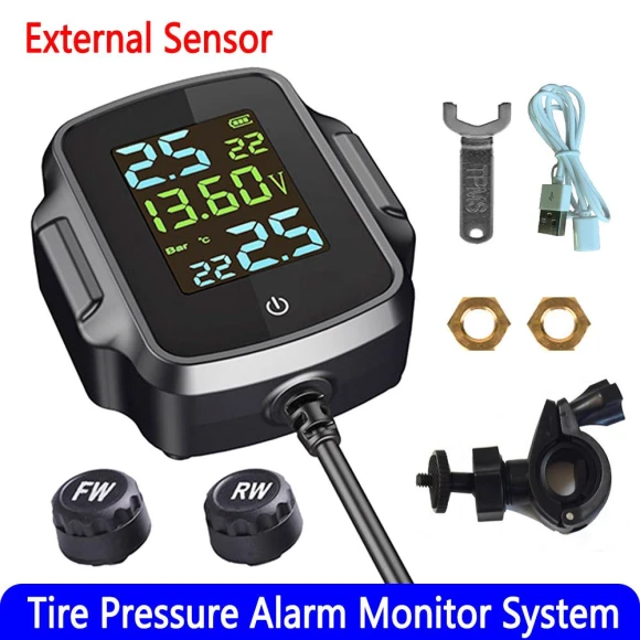 Tire Pressure Monitoring System with 2 External Sensors and LCD Display — TPMS, Simplistic Living Home