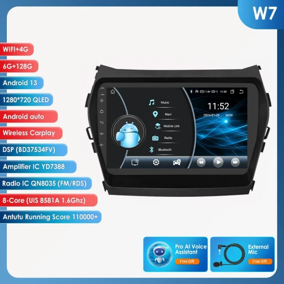 4G LTE Android 12 Car Multimedia Player with Navigation and AI — Car Infotainment System, OSSURET