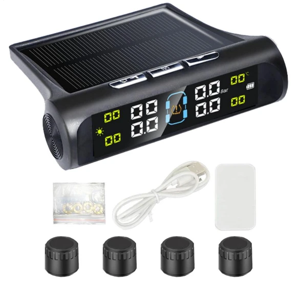Automatic Brightness Control USB and Solar Charging Wireless Tire Pressure Monitoring System Adjustable LCD Display 4... — TPMS, COOKING-MALL