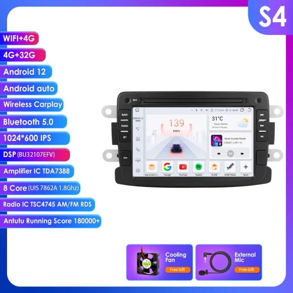 Intelligent 2din Android Car Stereo with GPS, 4G, and 8-Core Processor — Car Infotainment System, Hizpo