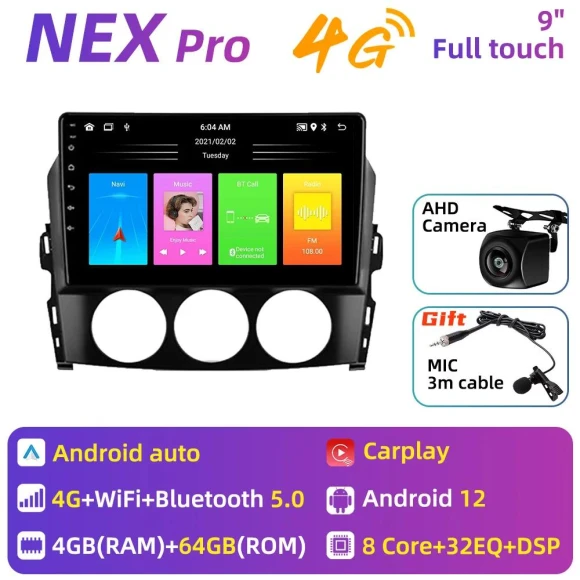 Android 2 Din Car Stereo with Navigation, CarPlay, GPS, and AHD — Car Infotainment System, Reakosound