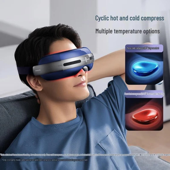 Foldable Eye Massager with Heat, Cooling & Bluetooth — Massage Gun, Philips