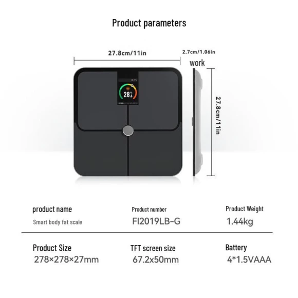 Smart Bluetooth Body Fat Scale with Color Display — Smart Scale, ICOMON