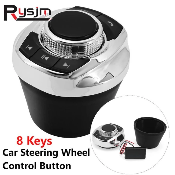 Wireless Steering Wheel Control Button with LED Light — Car Infotainment System, hmxbdy