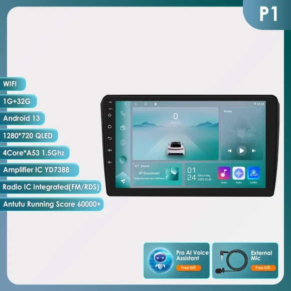 8-Core AI Android Car Radio Multimedia Video Player with GPS Navigation, Carplay, and Intelligent Screen — Car Infotainment System, OSSURET