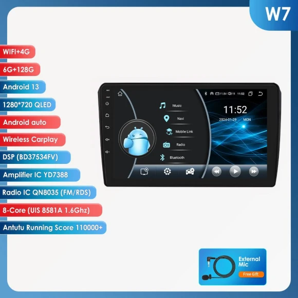 8-Core AI Android Car Radio with GPS Navigation and CarPlay — Car Infotainment System, OSSURET