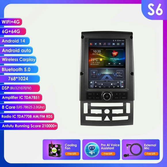 9.7 Inch Wireless CarPlay Android Auto Car Stereo for Peugeot 407 SW CC 2004-2011 — Car Infotainment System, Hizpo