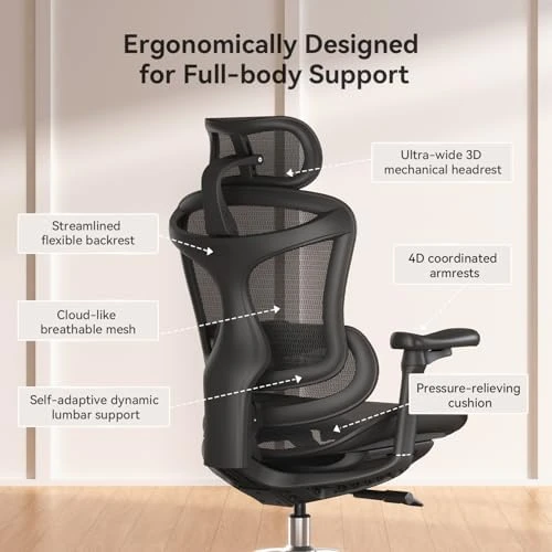 Ergonomic Office Chair with Ultra Soft 3D Armrests and Dynamic Lumbar Support — Smart Chairs, SIHOO