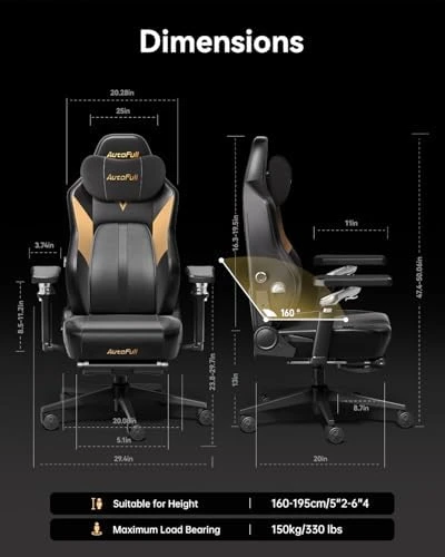 Gaming Chair with Ventilated and Heated Seat, Adjustable Armrests, Lumbar Support, and Footrest — Smart Chairs, AutoFull