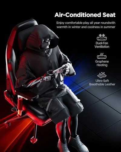 Gaming Chair with Ventilated Heating, Auto-Tracking Lumbar Support, Adjustable Armrests and Footrest — Smart Chairs, AutoFull