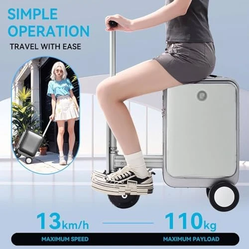 Long-Range Electric Suitcase with Ride-On Scooter — Smart Luggage, Generic