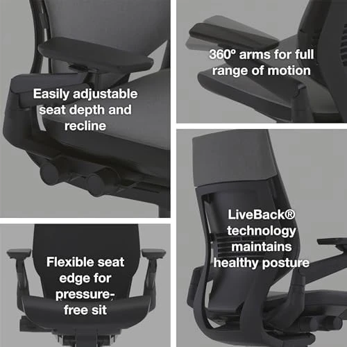 Office Chair with Wheels for Carpet - Ergonomic Work Chair - Comfortable - Intuitive-to-Adjust for Desk - 360-Degree... — Smart Chairs, Steelcase