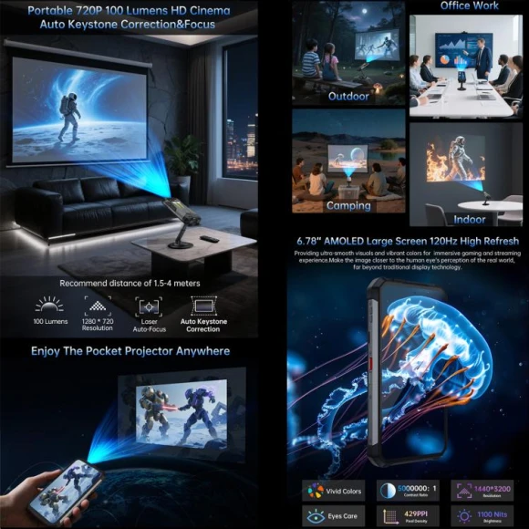 Night Vision Projector Rugged Phone, Unihertz