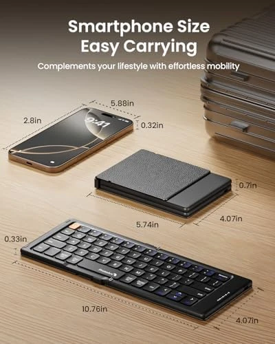 Foldable Compact Keyboard with PU Leather Cover — Bluetooth Keyboard, ProtoArc