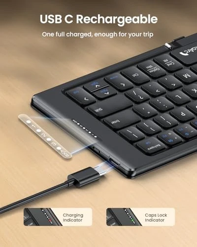 Foldable Compact Keyboard with PU Leather Cover — Bluetooth Keyboard, ProtoArc