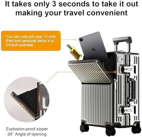 Carry-On Luggage with Spinner Wheels — Smart Luggage, AIWEINY