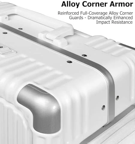 Aluminum Frame PC Carry On Luggage with Tri-Zone Access, Hard Shell, Brake Wheels, Cup Holder, Phone Holder, TSA... — Smart Luggage, feilario