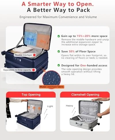 Expandable Carry On Luggage with Cup Holder and USB Charging — Smart Luggage, ISLAND ELEPHANT