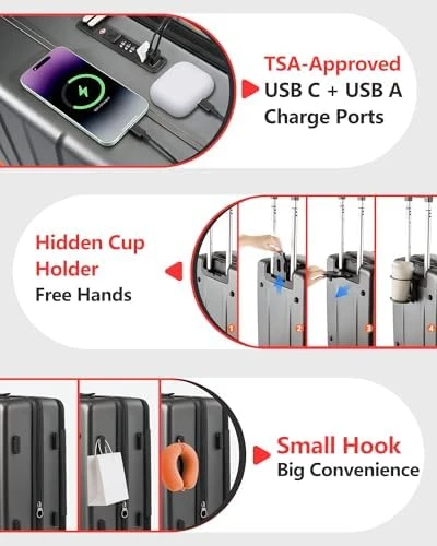 Expandable Carry On Luggage with Cup Holder, USB Charge, and TSA Lock — Smart Luggage, ISLAND ELEPHANT