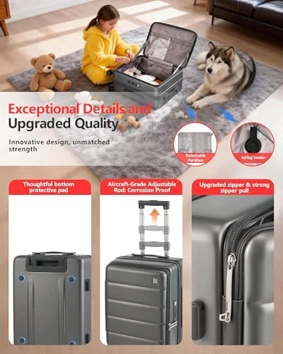 Expandable Carry On Luggage with Cup Holder, USB Charge, and TSA Lock — Smart Luggage, ISLAND ELEPHANT