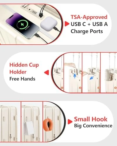 Expandable Carry On Luggage with Cup Holder, USB Charge, and TSA Lock — Smart Luggage, ISLAND ELEPHANT