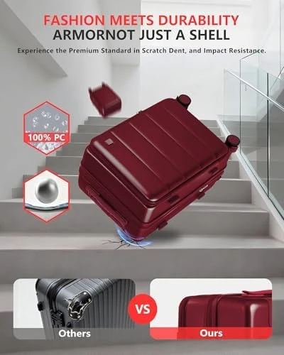 Expandable Carry On Luggage with Top Opening, Cup Holder, USB Charge, and Spinner Wheels — Smart Luggage, ISLAND ELEPHANT
