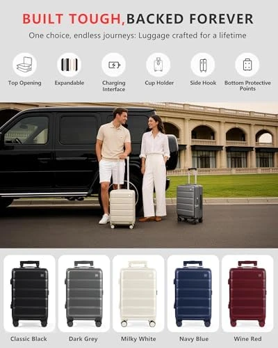 Expandable Carry On Luggage with Top Opening, Hardside, Airline Approved — Smart Luggage, ISLAND ELEPHANT