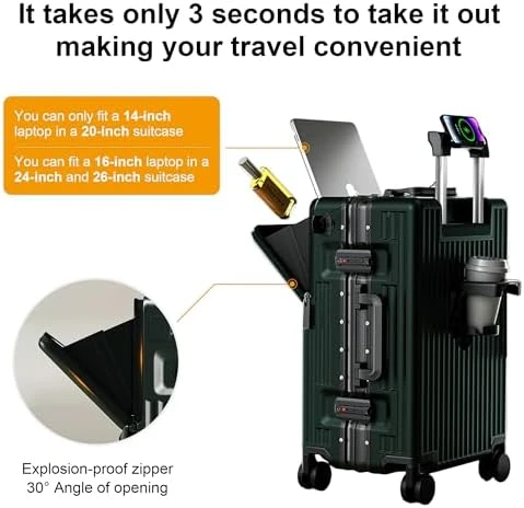 Expandable Carry-On Suitcase with Spinner Wheels — Smart Luggage, AIWEINY