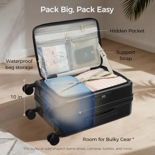 Expandable Hard Shell Suitcase with Top Opening and USB Port — Smart Luggage, CASELLY