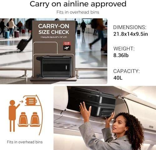Expandable Hard Shell Suitcase with Top Opening and USB Port — Smart Luggage, CASELLY