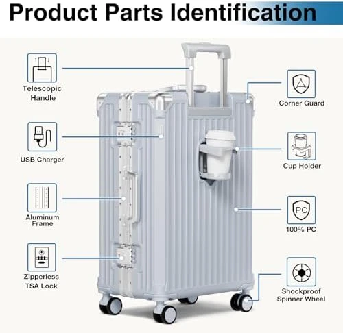 No Zipper Carry On Luggage with Wheels — Smart Luggage, Krute