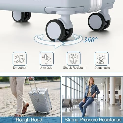 No Zipper Luggage Set 2 Pieces Aluminum Frame PC Hard Shell Zipperless Suitcase Set With Wheels TSA Lock Carry On and... — Smart Luggage, Krute